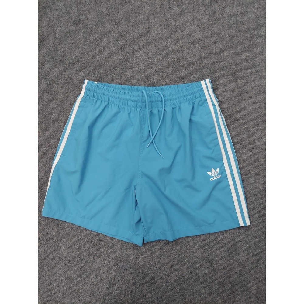Adidas Originals Swim Trunks Mens Large Blue Trefoil Liner Brief 3 Stripe Beach